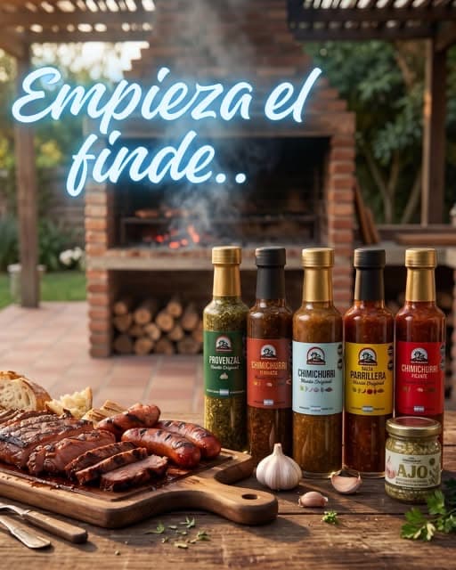 Salsas Los Franciscos junto a un asado