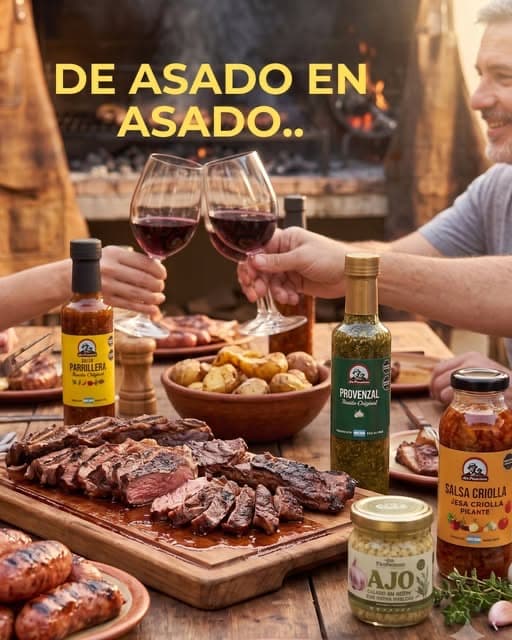 Mesa de asado con salsas Los Franciscos